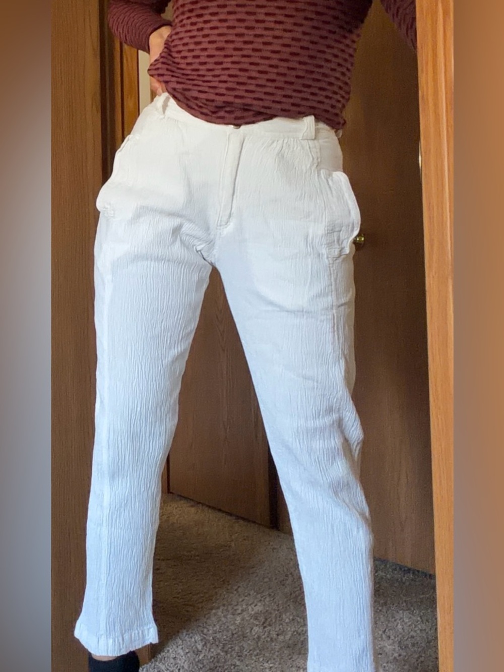 Vintage Liz Claiborne Petite White Cotton Pants Straight Leg Flat